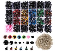 Safety Eyes 796pcs plástico seguridad ojos y narices, 6-30 mm negro artesanía ojos de muñeca con arandelas, varios tamaños de nariz de oso para Amigurumi peluche, juguete de ganchillo para manualidades