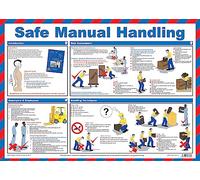 Safety First Aid Group Póster de manejo manual seguro, laminado (A2)