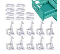 Safety Latches for Gabinets, Baby Safety Drawer Lock, Child Safety Knob Locks, Protective Cabinet Locks, 10 Pieces of Safety Latches Designed to Keep Cabinets Secure for Kids and Pets