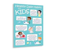 Safety Magnets Póster de 7 hábitos diarios saludables para niños, póster de higiene para guardería, preescolar y primaria, póster de salud infantil, 30,5 x 45,7 cm, laminado