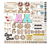 Safety Pin Brooch, Jewelry Accessories Pin, Luxury Pins Brooch, Shoe Pins Set Sneaker and Shoe Pins Brooches for Hats, Socks, and Luxury Fashion Accessories in A 96-Piece Set