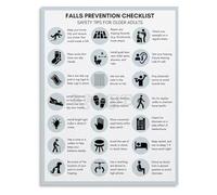 Safety Tips for Seniors Poster Falls Prevention Checklist Canvas Wall Art Health Education Decor for Home Living Room(Framed,08x12inch(20x30cm))