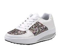 Safety Trainers - Zapatillas deportivas con lentejuelas para mujer, diseño de cuñas Shake Fashion Water talla 5, White, 3 UK 3X-Narrow