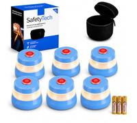 SafetyTech - Luz Emergencia Baliza V16 Homologada DGT con Geolocalizador 3.0 para Coche, con SIM Telefónica y Datos Gratis hasta 2038 + Funda Accesorios Coche, Pack 6 Unidades