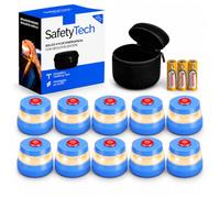 SafetyTech - Luz Emergencia Baliza V16 Homologada DGT con Geolocalizador 3.0 para Coche, con SIM Telefónica y Datos Gratis hasta 2038 + Funda Accesorios Coche, Pack 10 Unidades