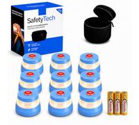 SafetyTech - Luz Emergencia Baliza V16 Homologada DGT con Geolocalizador 3.0 para Coche, con SIM Telefónica y Datos Gratis hasta 2038 + Funda Accesorios Coche, Pack 9 Unidades
