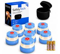 SafetyTech - Luz Emergencia Baliza V16 Homologada DGT con Geolocalizador 3.0 para Coche, con SIM Telefónica y Datos Gratis hasta 2038 + Funda Accesorios Coche, Pack 7 Unidades