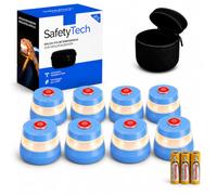 SafetyTech - Luz Emergencia Baliza V16 Homologada DGT con Geolocalizador 3.0 para Coche, con SIM Telefónica y Datos Gratis hasta 2038 + Funda Accesorios Coche, Pack 8 Unidades