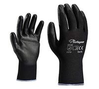 SAFEYEAR 12 pares de guantes de trabajo de seguridad con revestimiento de poliuretano negro, ligeros para jardinería, constructores, bricolaje, entrega, mecánicos para hombres y mujeres (negro L)