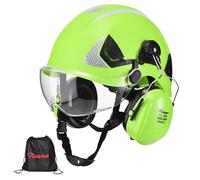 SAFEYEAR Casco de protección para Adultos con Gafas Protectoras contra arañazos, Orejeras, Casco de Seguridad ABS EN397, Correa de Barbilla, Correa Reflectante y Orificios de ventilación