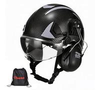 SAFEYEAR Sombrero duro de seguridad con gafas antiarañazos,Orejeras,Cascos de seguridad EN397 con correa de barbilla Ligero reflectante ventilado ABS Sombreros duros para trabajadores industriales