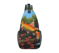 Safflower Flying Fish Sling Bag Bolsa ligera para el pecho, bolsa cruzada, bolsa de hombro, mochila deportiva para mujeres y hombres, negro, talla única, Como se muestra en la imagen, Talla única,