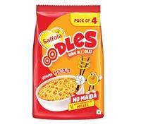 Saffola Fideos de avena sin Maida, paquetes de fideos instantáneos, fideos saludables Masala, fideos anillos, 212 gramos (4 porciones)