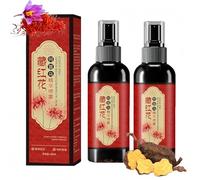 Saffron Hair Blackening Spray - 100ml Saffron Hair Spray, Essence Saffrons and Polygonum Multiflorum Atomize, Anti-Lost Strengthen Hair Root, Non-Frizzy (2Pcs)
