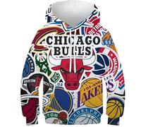 SAFGTXHTR Baloncesto Sudaderas con Capucha para Niño Y Niña 3D Crossover Hoodie Impresión Linda Jerséis Dunk Sudadera Ligera con Capucha,Manga Larga,con Bolsillos 6-15 Años