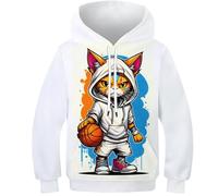 SAFGTXHTR Baloncesto Sudaderas con Capucha para Niño Y Niña 3D Crossover Hoodie Impresión Sueltos Jerséis Dunk Sudadera Ligera con Capucha,Manga Larga,con Bolsillos 6-15 Años