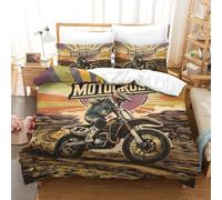 SAFGTXHTR Motocross Funda De Edredón 3D，Estampado De Dibujos Animados，Funda Nórdica Estampada con Fundas De Almohada，Diseño De Moto Single（140x200cm）