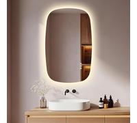 S'AFIELINA Espejo Baño con Luz LED Ovalado Sin Marco 80x50 cm