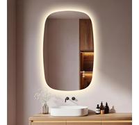 S'AFIELINA Espejo Baño con Luz LED Ovalado Sin Marco 95x60 cm