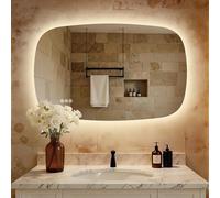 S'AFIELINA Espejo de Baño LED 600x950x25mm(Al×An×Pr), con Interruptor Táctil, Antivaho, 3 Colores Regulables, Memoria, IP44, Ahorro de Energía, Instalación Horizontal/Vertical