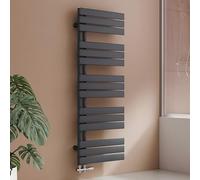 S'AFIELINA Radiador de diseño para baño, radiador toallero, Gris Antracita, Panel Plano, Conexión Central, 1320x500mm, radiador para baño, secador de Toallas, 695 vatios（Válvula no incluida）