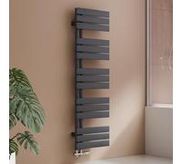 S'AFIELINA Radiador de diseño para baño, radiador toallero, Gris Antracita, Panel Plano, Conexión Central, 1320x400mm, radiador para baño, secador de Toallas, 598 vatios（Válvula no incluida）