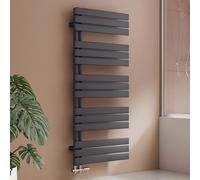 S'AFIELINA Radiador de diseño para baño, radiador toallero, Gris Antracita, Panel Plano, Conexión Central, 1320x600mm, radiador para baño, secador de Toallas, 838 vatios（Válvula no incluida）