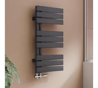 S'AFIELINA Radiador de diseño para baño, radiador toallero, Gris Antracita, Panel Plano, Conexión Central, 762x400mm, radiador para baño, secador de Toallas,360 vatios（Válvula no incluida）