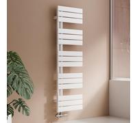 S'AFIELINA Radiador de diseño para baño, toallero Blanco, Panel Plano, Conexión Central, 1320x400mm, radiador para baño, secador de Toallas, 570 vatios（Válvula no incluida）