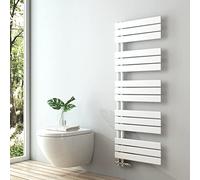 S'AFIELINA Radiador de diseño para baño, toallero Blanco, Panel Plano, Conexión Central, 1320x500mm, radiador para baño, secador de Toallas, 661 vatios（Válvula no incluida）