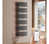 S'AFIELINA Toallero electrico baño1599×500mm,radiador toallero electrico con termostato, WiFi, Temporizador programable, Pantalla LCD, 1000 W Ahorro energético toalleros de baño electrico, Antracita