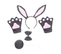 SAFIGLE 1 Juego Diadema de Orejas de Conejo con Pajarita y Guantes Disfraz de Halloween y Cosplay para Set de Animal Gris