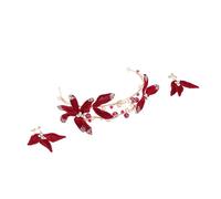SAFIGLE 1 Juego venda oro paleta tocados de novia para boda Rear para mujeres Accesorio día favor decoración elegante para el cabello Banda de cabello de la novia tela rojo