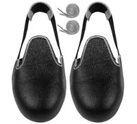 SAFIGLE 1 par de Cubrezapatos de Seguridad con Puntera, Antideslizantes, de Fácil Ajuste, para Área de Producción, Visita a Planta, Trabajo, Negro, Cuero
