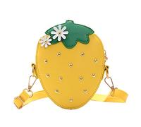 SAFIGLE 1 Pieza Bolso Bandolera Fresa Bandolera Linda Mini Bolsa pequeño Bolso de Mano Bolso de Mano de Bolso Cartera Bolso de los Monedero Infantil Fresa PU Yellow