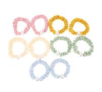 SAFIGLE 10 Piezas Círculo de cabello multicolor accesorios anillos deportivos para el cabello banda titular de peinado coletero perlado cabello scrunchy Tejido de poliéster