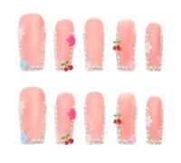 SAFIGLE 10 uñas postizas a presión, cobertura total, decoración adhesiva, accesorio de manicura para mujeres y niñas.