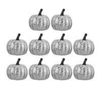 SAFIGLE 10 Unidades Calabazas de Espuma de Halloween Pequeñas y Ligeras en Color Plata para Decoracion Otono, Ideales como Centros de Mesa para Fiestas y Decoración Artificial