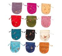 SAFIGLE 12piezas Bolsa Cordón Bordada Para Joyería Diseño Floral Retro Saco Regalo Para Comunión Navidad y Fiestas Práctica y Segura Para Pequeños Objetos