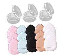 SAFIGLE 15 Piezas Mini Polvo Puff para Maquillaje Facial Esponjas para Dedos Aplicador Compacto para Polvos Sueltos y Base Líquida Herramienta Cosmética Lavable con Cajas
