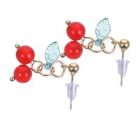 SAFIGLE 1Par Pendientes de Cereza Retro para Mujeres de Tachuelas de Oreja Accesorios Brillantes Rojo para Cumpleaños y Celebraciones