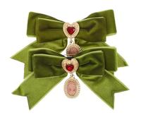 SAFIGLE 2 broches de lazo preatados para mujer, estilo navideño, con corazón vintage. Ideales para corbatas, trajes, camisas, cuellos y ropa de Navidad. Perfectos para hijas, madres, hermanas y