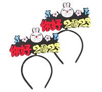 SAFIGLE 2 Diademas Para El Año Del Conejo Tocado Pequeño De Pelo Falso Para Niñas Bebés Y Mujeres Bonitos Adornos Para Para Fiesta De Año Nuevo Tocados De Tela Con