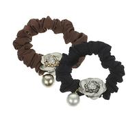 SAFIGLE 2 Gomas Elásticas Para El Pelo Con Forma De Círculo De Flores Para Niñas Con Diamantes De Imitación Para El Pelo Accesorios De Moda De Tela