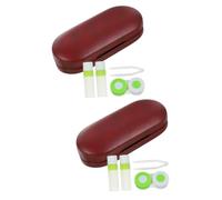 SAFIGLE 2 Juegos Estuche de anteojos Casos Organizador para Llevar Gafas contenedor de anteojos Lentes Titular de contactos Estuche rígido para Gafas de Mujer Suministros de Viaje PU Rojo