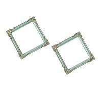 SAFIGLE 2 Marcos de Fotos Decorativos de Resina Retro Estilo Europeo, Soporte para Fotos, Diámetro 11 Cm, Color Verde Claro, Accesorios para Fotografía y Decoración de Hogar, Pack de 2