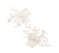 SAFIGLE 2 Pcs Peinetas de Boda Perlas y Flores de Resina para Novia, Accesorios Elegantes para Peinados Versátiles en Ceremonias