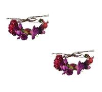 SAFIGLE 2 Piezas accesorios para el cabello de la novia guirnalda de rosas guirnalda de boda diadema de flores de novia pelo de flores diadema de flores moradas diadema de boda tela Violet