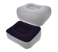 SAFIGLE 2 Piezas Almohadas Inflables para Reposapiés Cojines de PVC Flocado para Masaje y Descanso Taburete Portátil para Viajes al Aire Gris Azul Gris