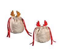 SAFIGLE 2 Piezas Bolsas de Navidad Diseño de Astas de Ciervo Bonitas Bolsas para Dulces Navideños para Envolver Regalos